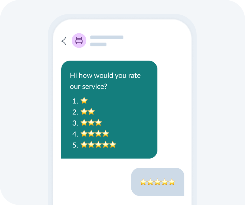 Esendex SMS prompting users to rate their experience.